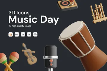 Music Day 3D Icon Pack