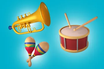 Free Music Equipment 3D Icon Pack