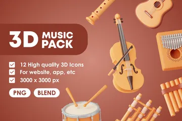 Music Instrument 3D Icon Pack