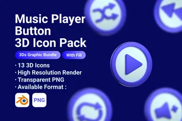 音楽プレーヤーボタン 3D Iconパック