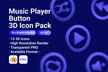音楽プレーヤーボタン 3D Iconパック