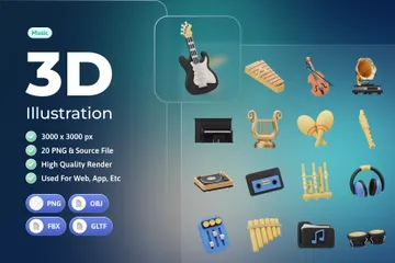 音楽ツール 3D Iconパック
