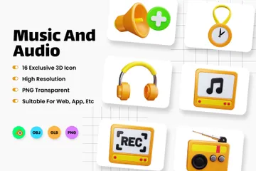 Música e áudio Pacote de Icon 3D