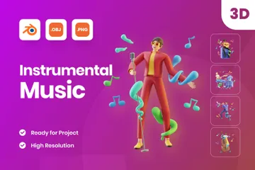 Música instrumental Pacote de Illustration 3D