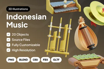 Música Tradicional Indonésia Pacote de Icon 3D