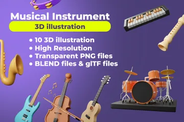 Musikinstrument 3D Icon Pack