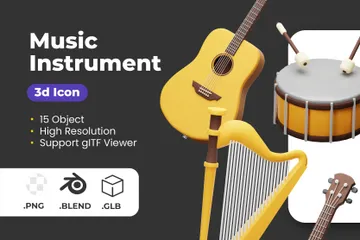 Musikinstrument 3D Icon Pack