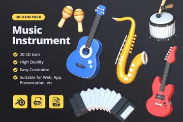 Musikinstrument 3D Icon Pack