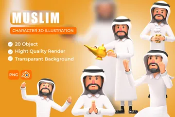 Muslim Character 3D Illustration Pack