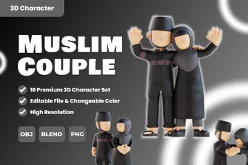 Muslim Couple Character 3D Illustration Pack