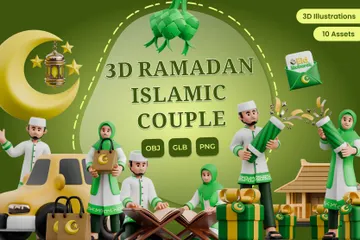 Muslim Couple Ramadan 3D Icon Pack