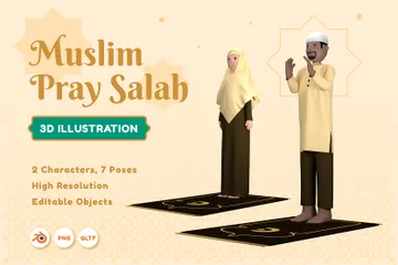イスラム教徒の祈りは間違っている 3D Illustrationパック