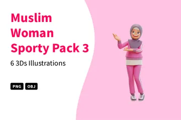 Muslim Woman Sporty Pack 3 3D Illustration Pack