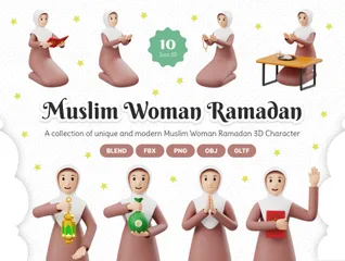 イスラム教徒女性のラマダン活動 3D Illustrationパック