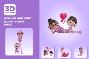 Mutter und Kind 3D Illustration Pack