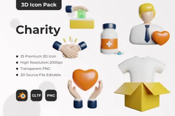 Wohltätigkeit 3D Icon Pack