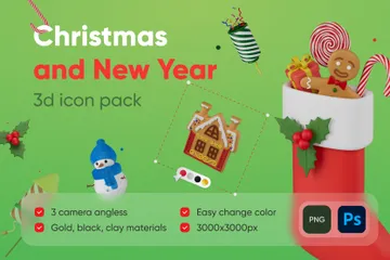 Natal e Ano Novo Pacote de Icon 3D