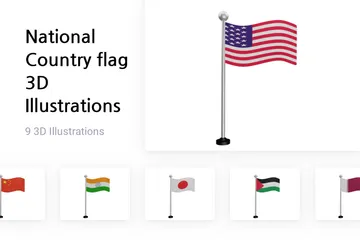 National Country Flag 3D Illustration Pack