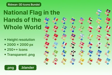 National Flag In The Hands Of The  Whole World 3D Icon Pack