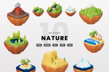 Paisaje de la naturaleza Paquete de Icon 3D