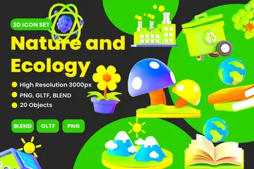 Naturaleza y ecología Paquete de Icon 3D