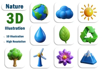 Natureza e Meio Ambiente Pacote de Icon 3D