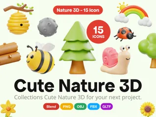 Natureza fofa Pacote de Icon 3D