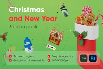 Navidad y Año Nuevo Paquete de Icon 3D