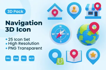 Navigation 3D Icon Pack