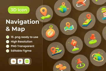 Navigation & Karte 3D Icon Pack