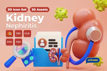 Nefiritis renal Paquete de Icon 3D