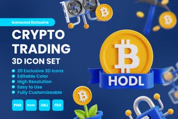 Negociação de criptografia Pacote de Icon 3D