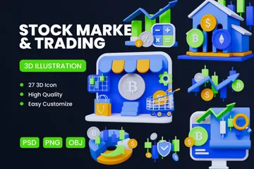 Bourse et négociation Pack 3D Icon