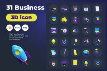 Negócios 3D Icon Pack