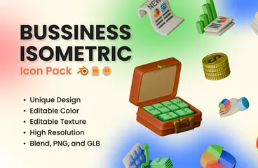 Negócios isométricos Pacote de Icon 3D