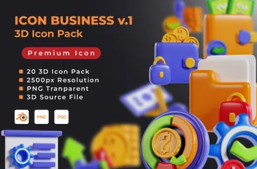 Negócios V.1 Pacote de Icon 3D