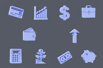 Negócios e Finanças 3D Icon Pack