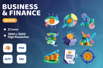 Finança de negócios Pacote de Icon 3D