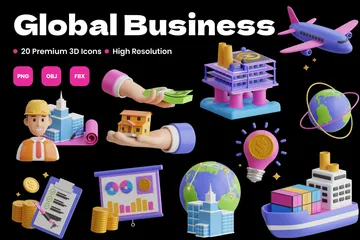 Negócio global Pacote de Icon 3D