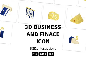 NEGOCIOS Y FINANZAS Paquete de Icon 3D