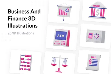 Negocios y Finanzas Paquete de Illustration 3D