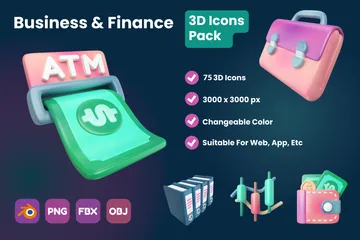 Negocios y Finanzas Paquete de Icon 3D