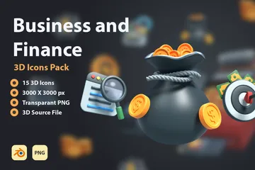 Negocios y Finanzas Paquete de Icon 3D