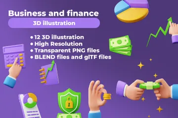 Negocios y Finanzas Paquete de Icon 3D