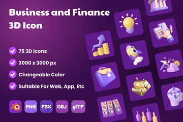 Negocios y Finanzas Paquete de Icon 3D