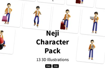 Neji Character 3D Illustration Pack