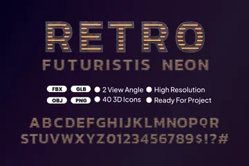 Néon futuriste rétro Pack 3D Icon