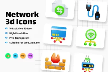 Network 3D Icon Pack