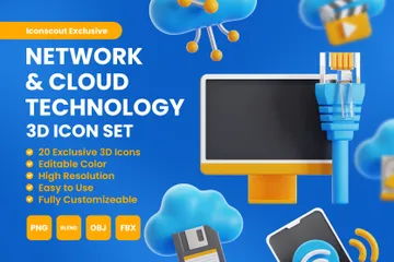 ネットワークとクラウドテクノロジー 3D Iconパック