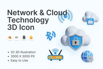 네트워크 및 클라우드 기술 3D Icon 팩